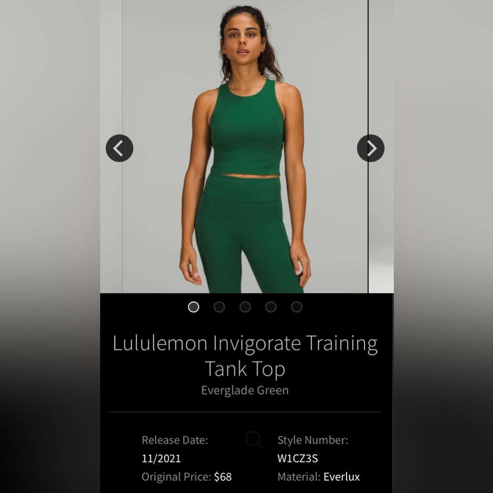 Lululemon Athletica Forest Green Crop Top